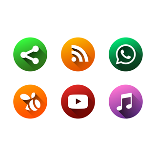 Social Media | Circle Long Shadow icon packages