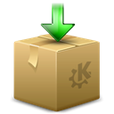 Kde, Box, download, dropbox, Ark, Arrow, package Black icon