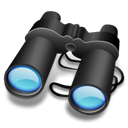 Binoculars, search, sort Black icon