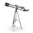 telescope, For looking at planets and stars Black icon