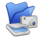 Folder, Cameras, scanners, &, Blue Black icon