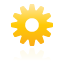 Gear, yellow Black icon