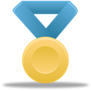 Blue, medal, gold, award, metal Black icon