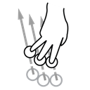 Finger, Gestureworks, three, swipe Black icon