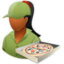 Female, pizzadeliveryman, Dark Black icon