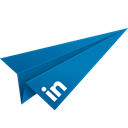 Blue, Linkedin, Linked in, social media, paper plane, Origami Black icon