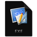 Exe, File Black icon