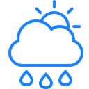 Raindrops, sun, Cloud Black icon