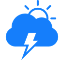 sun, Cloud, lightning DodgerBlue icon