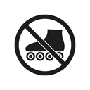 roller skates, prohibition, impossible, prohibition sign, prohibiting sign, warning, interdiction Black icon