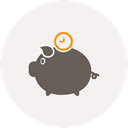 Saving, time, piggy bank, Money, pig, Clock WhiteSmoke icon