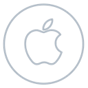 Apple, mac, Social, machintosh, Circles, line, neon Black icon
