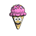 Cream, cone, Ice, Cartoon, Emoji Black icon
