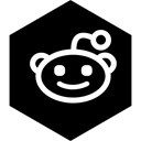 Hexagon, media, Social, Reddit Black icon