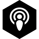 media, Social, Hexagon, podcast Black icon
