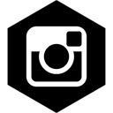 Social, media, Instagram, Hexagon Black icon
