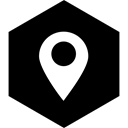 media, Social, location, Hexagon Black icon