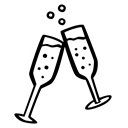 party, new year, Celebration, champagne, Glasses Black icon