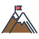 flag, Achieve, Goal, peak, mountains, trip, resolutions Black icon