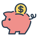 Money, coin, savings, resolutions, save money, piggy DarkSalmon icon
