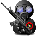 soldier, weapon, with, Gas Black icon