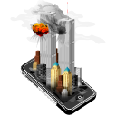 teorist, New york, mobile phone, twin towers, Iphone, smartphone, Apple, Cell phone, Attack Black icon