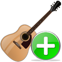 guitar, instrument, plus, Add Black icon