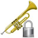 locked, instrument, security, Trumpet, Lock Black icon