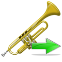 next, ok, Trumpet, Forward, correct, yes, right, instrument, Arrow Black icon