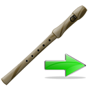 ok, instrument, Arrow, right, correct, yes, Forward, Flute, next Black icon