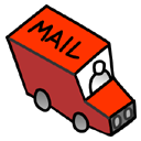Automobile, red, vehicle, mail, truck, Message, Letter, Little, transport, envelop, Email, transportation Black icon