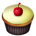 Cherry, cupcake, vanilla Black icon