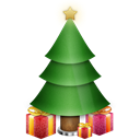 Tree, christmas, plant, gift, present Black icon