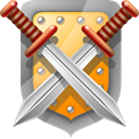 Guard, sword, And, protect, security, shield DarkGray icon