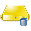 yellow, Database, db, Server Black icon