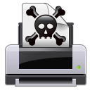 printer, skull, gtk, poison, Crossbones, Alert, exclamation, warning, Error, wrong, Print Black icon