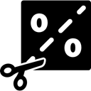 Go Shopping, scissors, shopping, square, percentage, Tools And Utensils, Cutting, Percentages, Broken Line Black icon