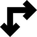 double, Arrows, Angle, straight, two, Straight Angle, Right And Down Black icon