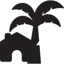 buildings, Palm Tree, summer, houses, Home, Homes, Summertime Black icon