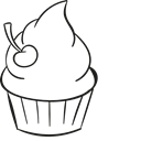 Bakery, Dessert, sweet, cherries, food, baker, Cupcakes Black icon