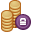 Currency, Cash, gold, pay, check out, Credit card, secure, Money, coin, Stacks, payment Chocolate icon