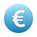 Blue, Cash, Euro, Money, coin, Currency SteelBlue icon