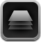 Drawer, button, stack, single Black icon