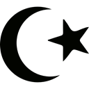 Half Moon, nature, muslim, symbol, islam, star Black icon