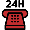 24 Hours, Service, customer service, telephone, technology Black icon