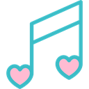 Hearts, song, Love Song, music, Quaver, musical note, music player Black icon