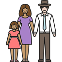 Stepfather, mother, daughter, Family, love, people Black icon