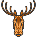 elk, tribal, Animals, head, mammal, wildlife, Indigenous Black icon
