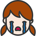 emoticons, Girl, faces, people, Crying, Heads, feelings DarkSlateGray icon