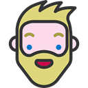 hipster, Facial Hair, feelings, Beard, emoticons, smile, Heads, people, faces DarkSlateGray icon